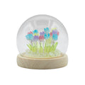 Multi Tulip Glow Dome: 20 Tulips LED Glass Dome Lamp with Wooden Base