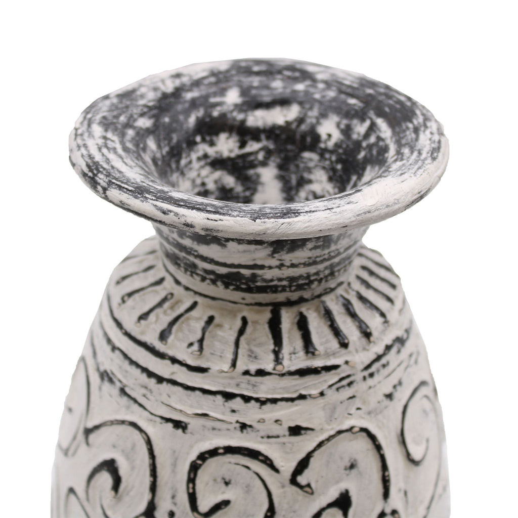 Handmade Lombok Terracotta Bud Vase – Neutral Patterned Decor
