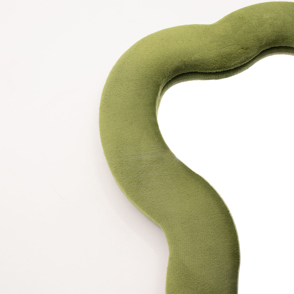 Moss Green Cloud Mirror: Velvet Padded Frame Wall Mirror