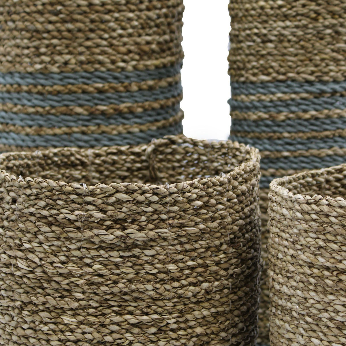 Seagrass & Grey Raffia Set | 2 Vases & 2 Woven Bins