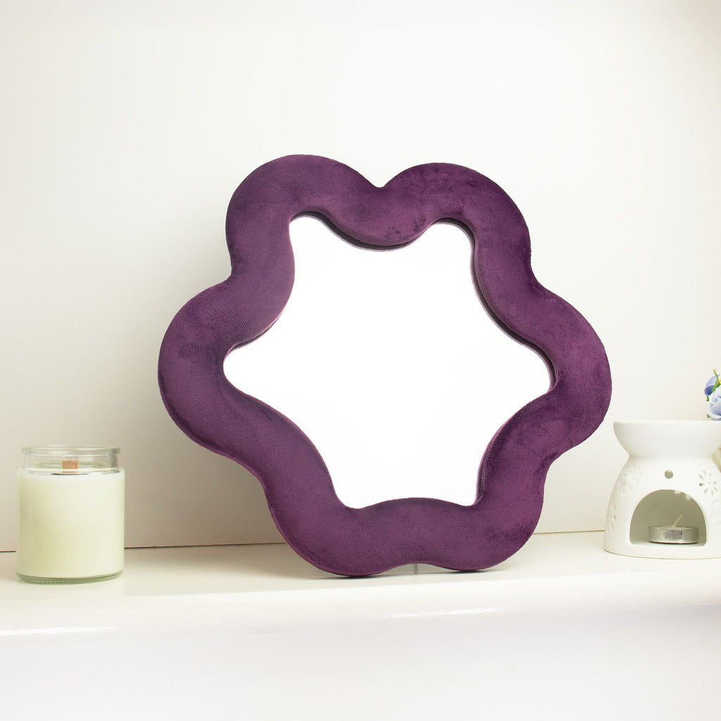 Mauve Star Mirror: Soft Squiggly Velvet Wall & Freestanding Mirror