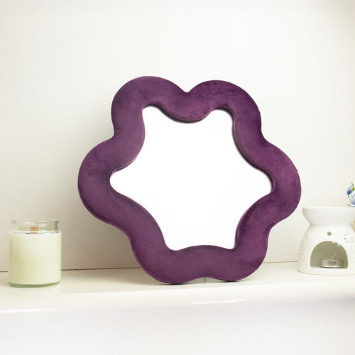 Mauve Star Mirror: Soft Squiggly Velvet Wall & Freestanding Mirror