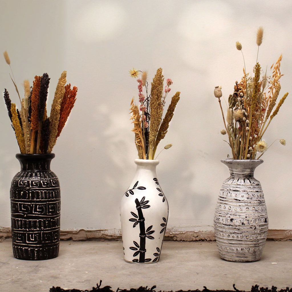 Handmade Lombok Terracotta Vase – Neutral Patterned Decor
