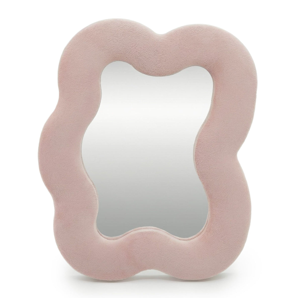 Rose Blush Pebble Mirror: Pink Velvet Square Wall & Freestanding Mirror