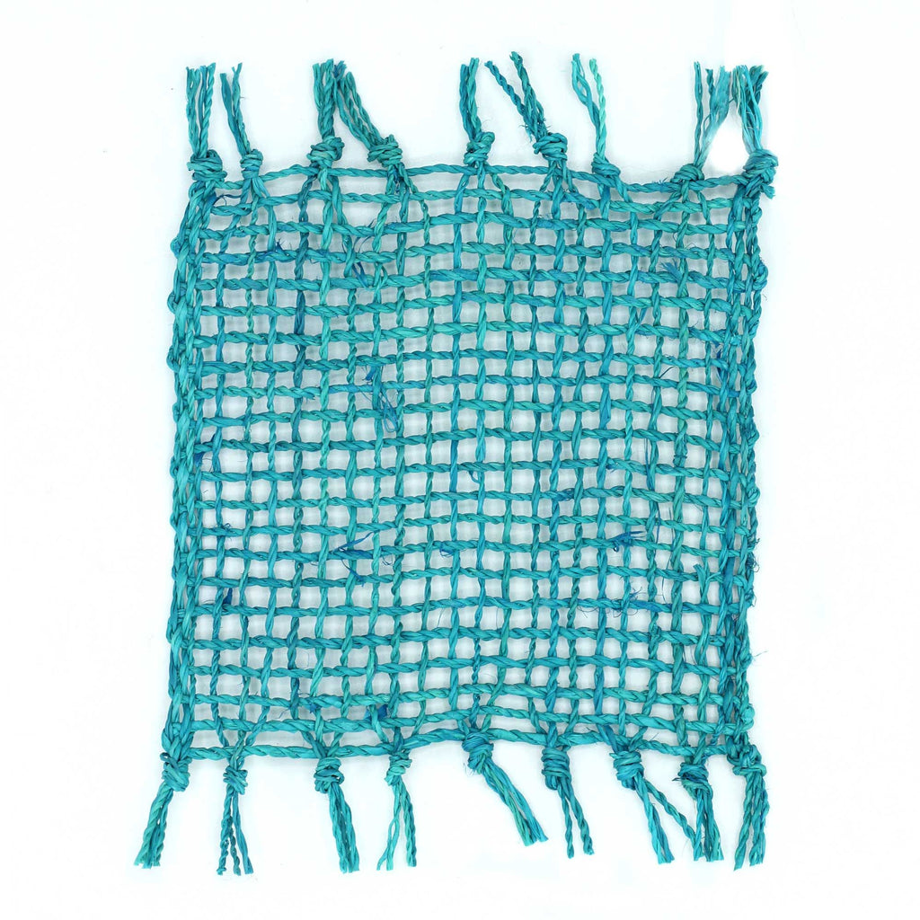 Turquoise Seagrass Fringe Coasters | Handwoven Eco