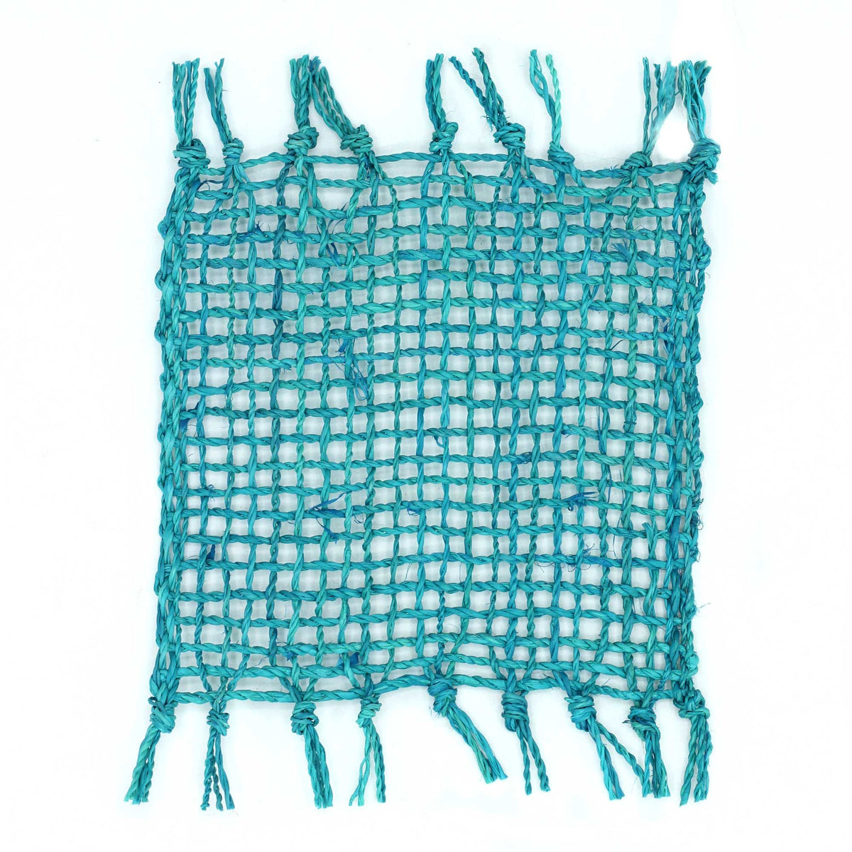Turquoise Seagrass Fringe Coasters | Handwoven Eco