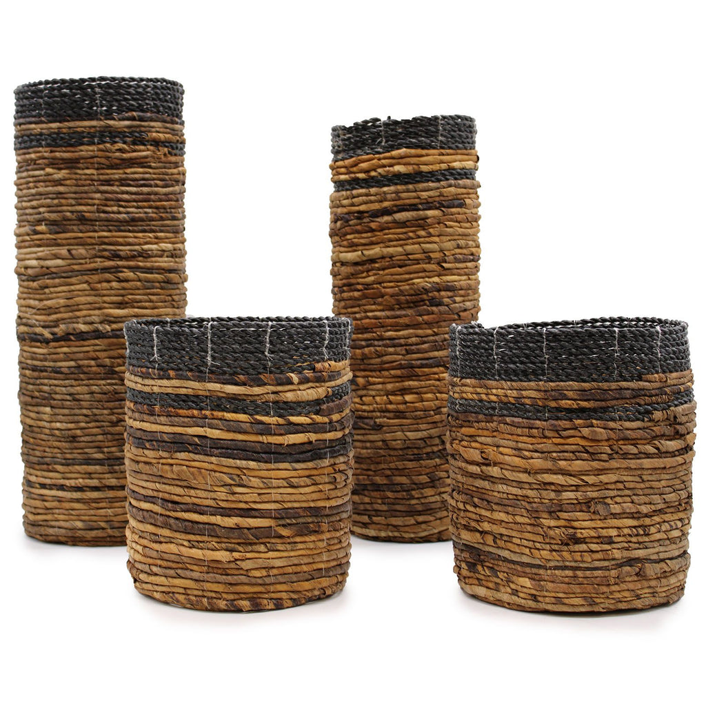 Banana Leaf Set of 2 Vases & 2 Bins | Tropical Home Decor
