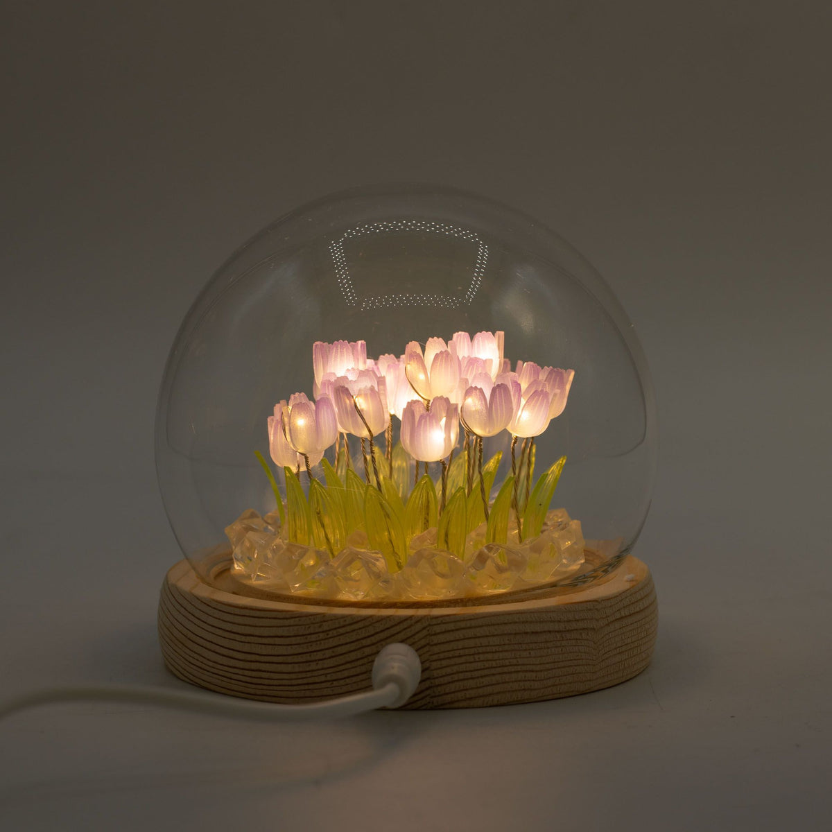Floral Glow Garden Dome, 20 Tulips | USB LED Decor Light