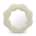 Neutral Flower Mirror: Small Padded Wall Mirror for Shelves & Dressing Tables