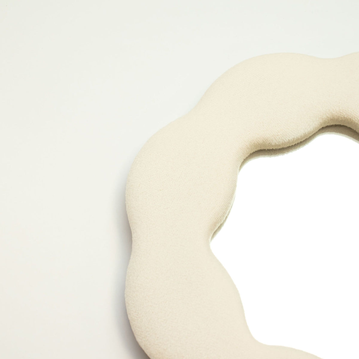 Neutral Flower Mirror: Small Padded Wall Mirror for Shelves & Dressing Tables