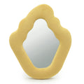 Yellow Wavy Mirror: Small Padded Mirror for Shelves, Desks & Walls