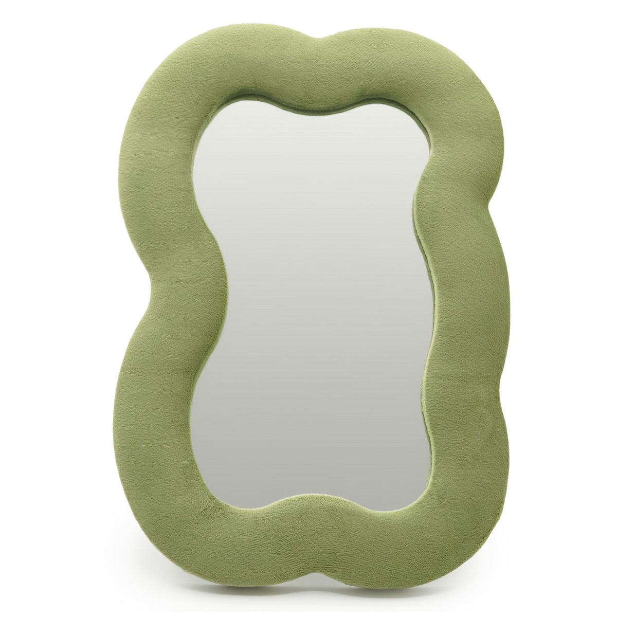 Moss Green Cloud Mirror: Velvet Padded Frame Wall Mirror