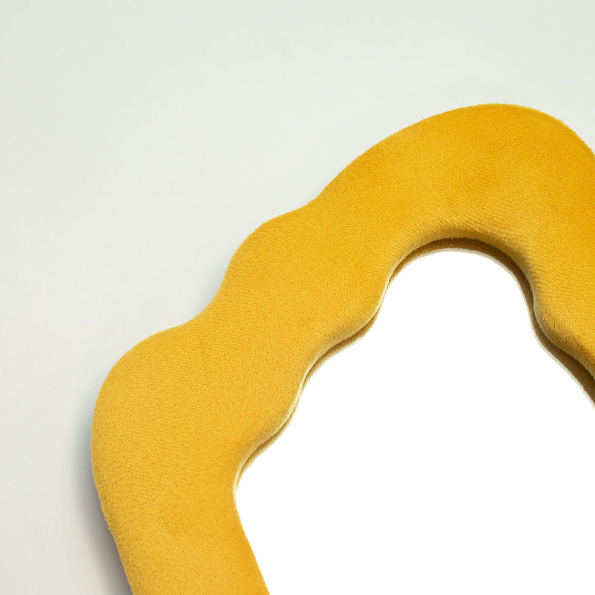 Yellow Wavy Mirror: Small Padded Mirror for Shelves, Desks & Walls