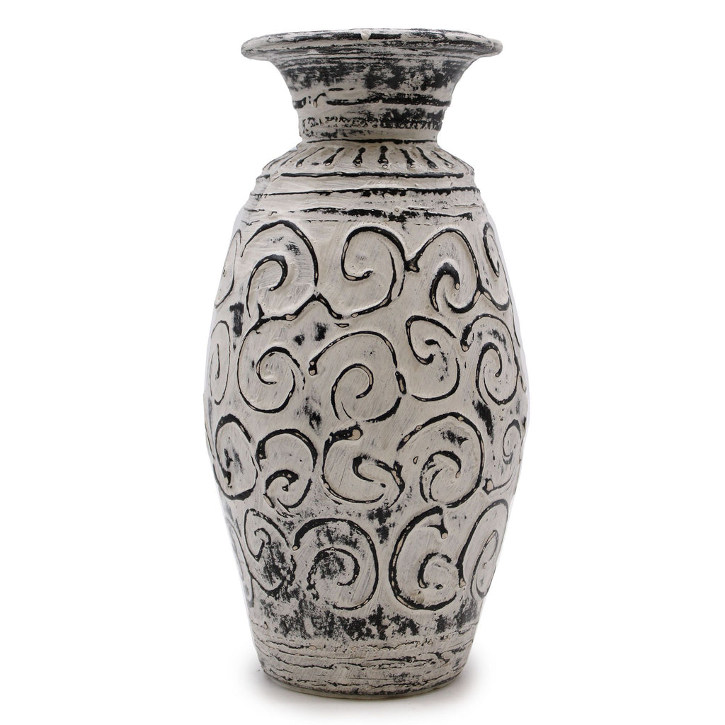 Handmade Lombok Terracotta Bud Vase – Neutral Patterned Decor