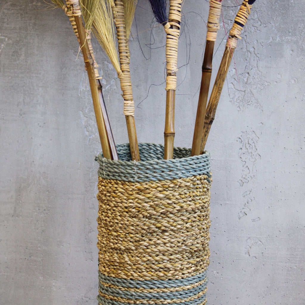 Seagrass & Grey Raffia Set | 2 Vases & 2 Woven Bins