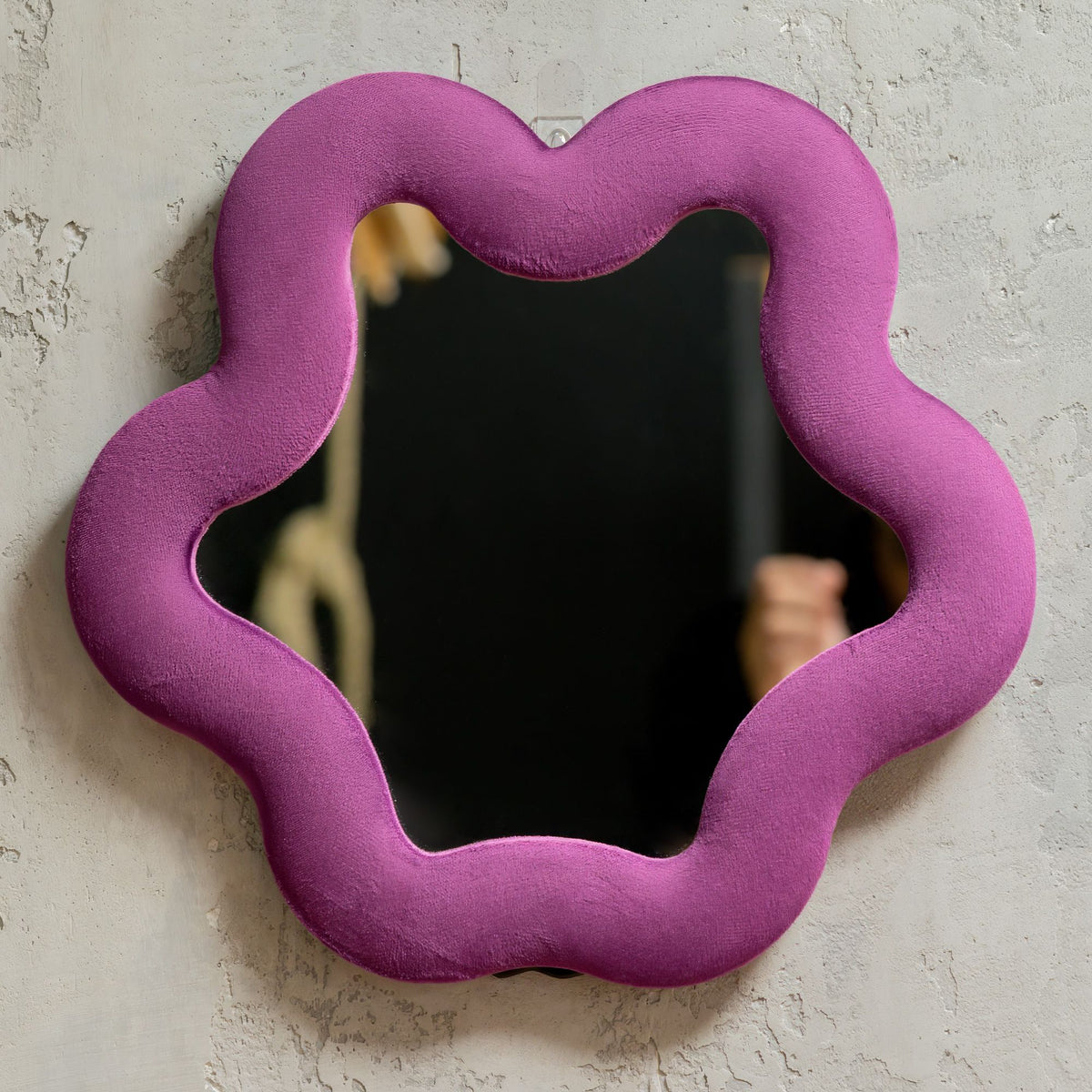 Mauve Star Mirror: Soft Squiggly Velvet Wall & Freestanding Mirror