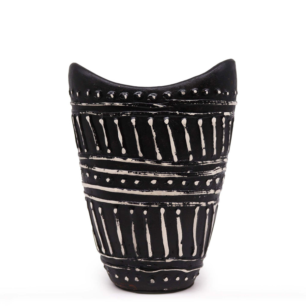 Swirls Vase in Chocolate | Handmade Lombok Terracotta