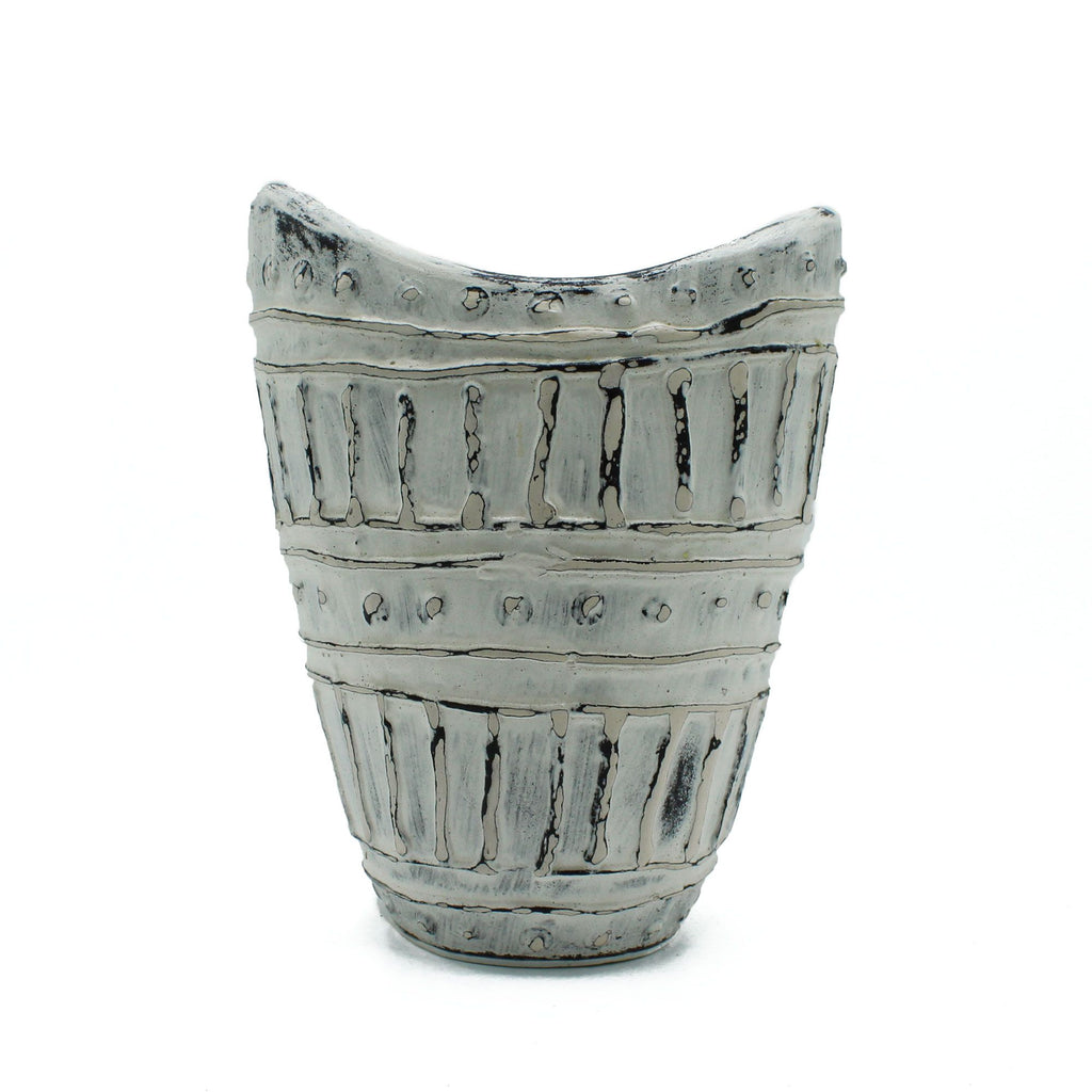 Wide Neck Cream Vase 22cm | Modern Dried Flower Decor