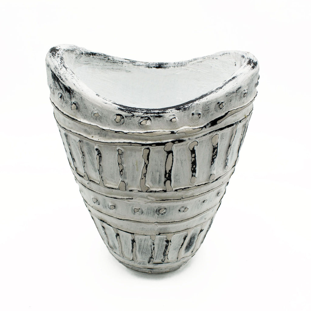 Wide Neck Cream Vase 22cm | Modern Dried Flower Decor