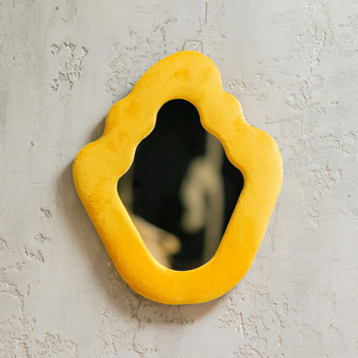 Yellow Wavy Mirror: Small Padded Mirror for Shelves, Desks & Walls
