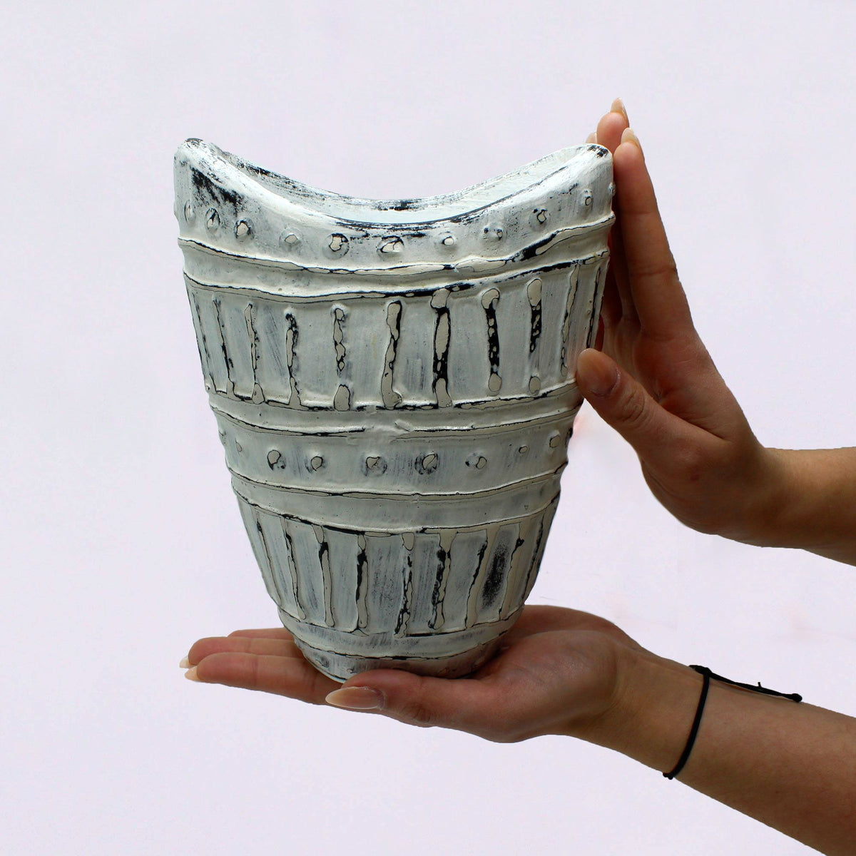 Wide Neck Cream Vase 22cm | Modern Dried Flower Decor