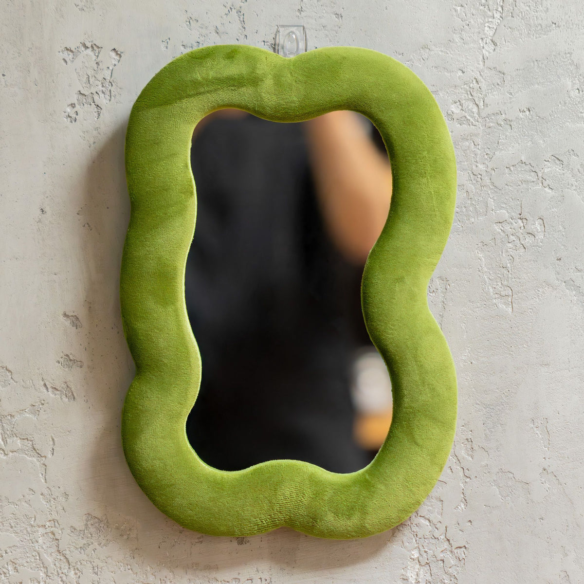 Moss Green Cloud Mirror: Velvet Padded Frame Wall Mirror